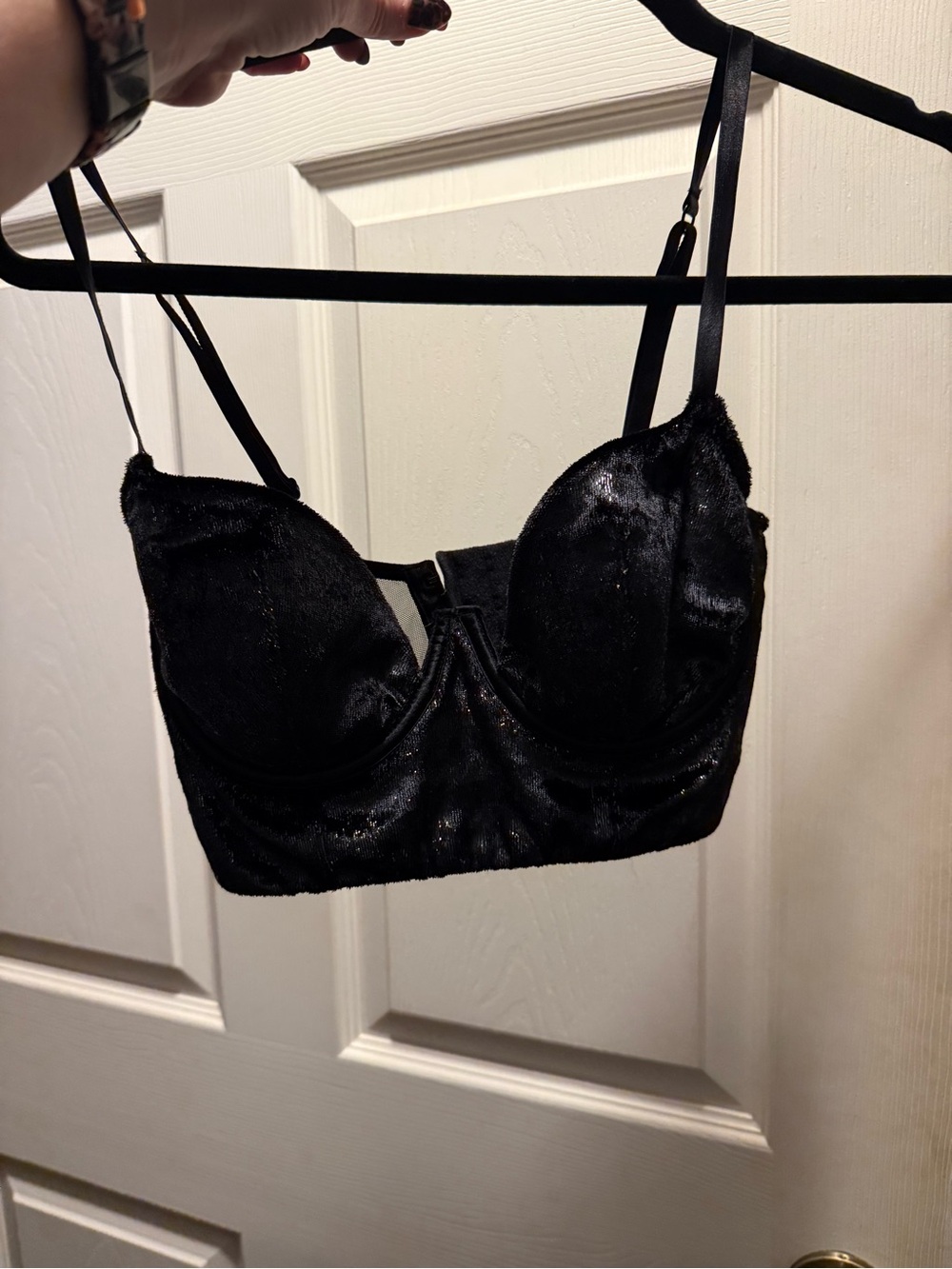Victoria's Secret Black Velvet Longline Bustier Bra